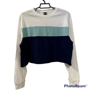 Wild Fable Womens Colorblock Cropped Top Tee Long Sleeve Shirt Size Small